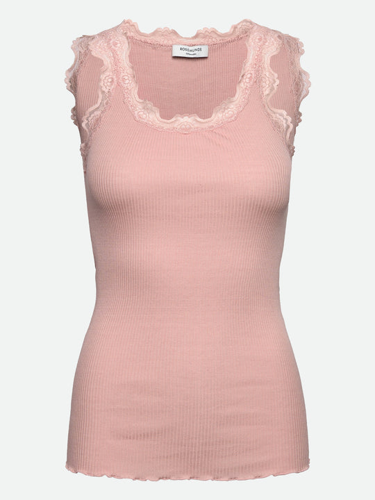 Rosemunde Babette Silk SL U-neck Long Lace Top Rose Smoke