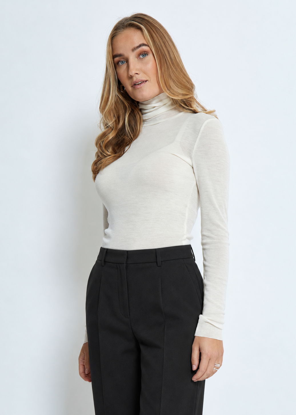 Minus MSCally Roll Neck Long Sleeve Top Broken White