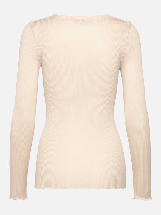 Rosemunde Babette Silk LS U-neck Lace T-shirt Rainy Day
