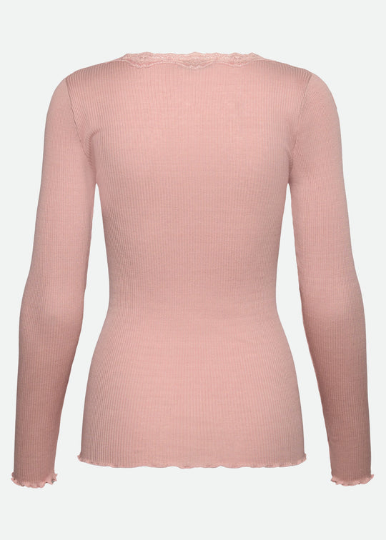 Rosemunde Babette Silk LS U-neck Lace T-shirt Rose Smoke