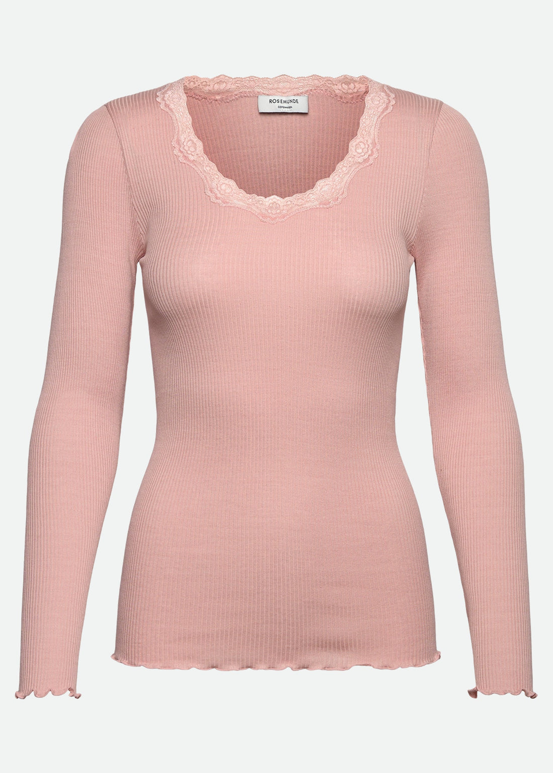 Rosemunde Babette Silk LS U-neck Lace T-shirt Rose Smoke