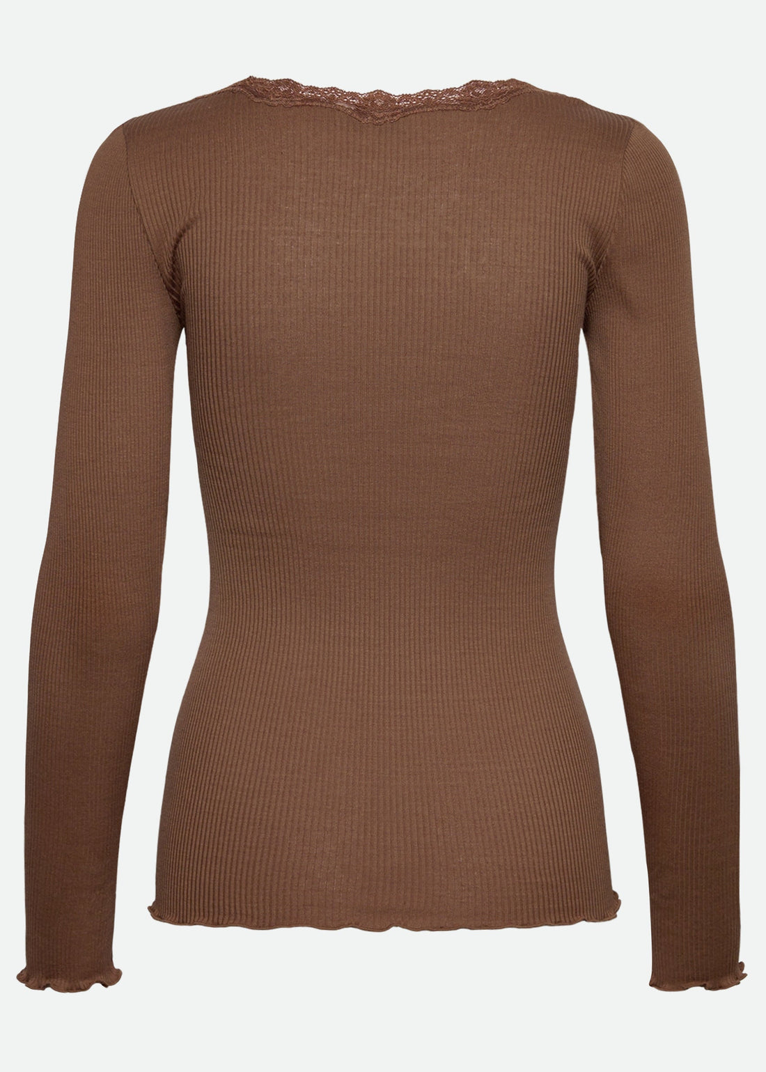 Rosemunde Babette Silk LS U-neck Lace T-shirt Coca Mocha