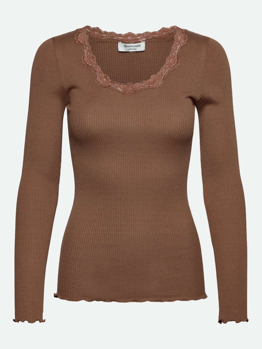 Rosemunde Babette Silk LS Lace T-shirt Coca Mocha