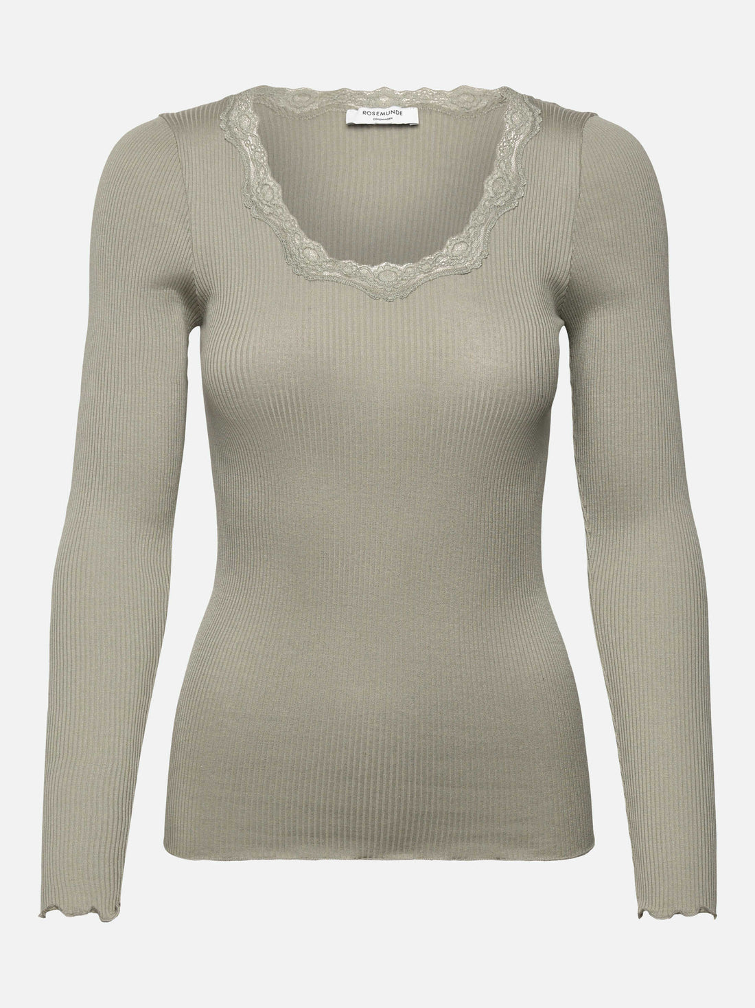 Rosemunde Babette Silk LS U-neck Lace T-shirt Seagrass