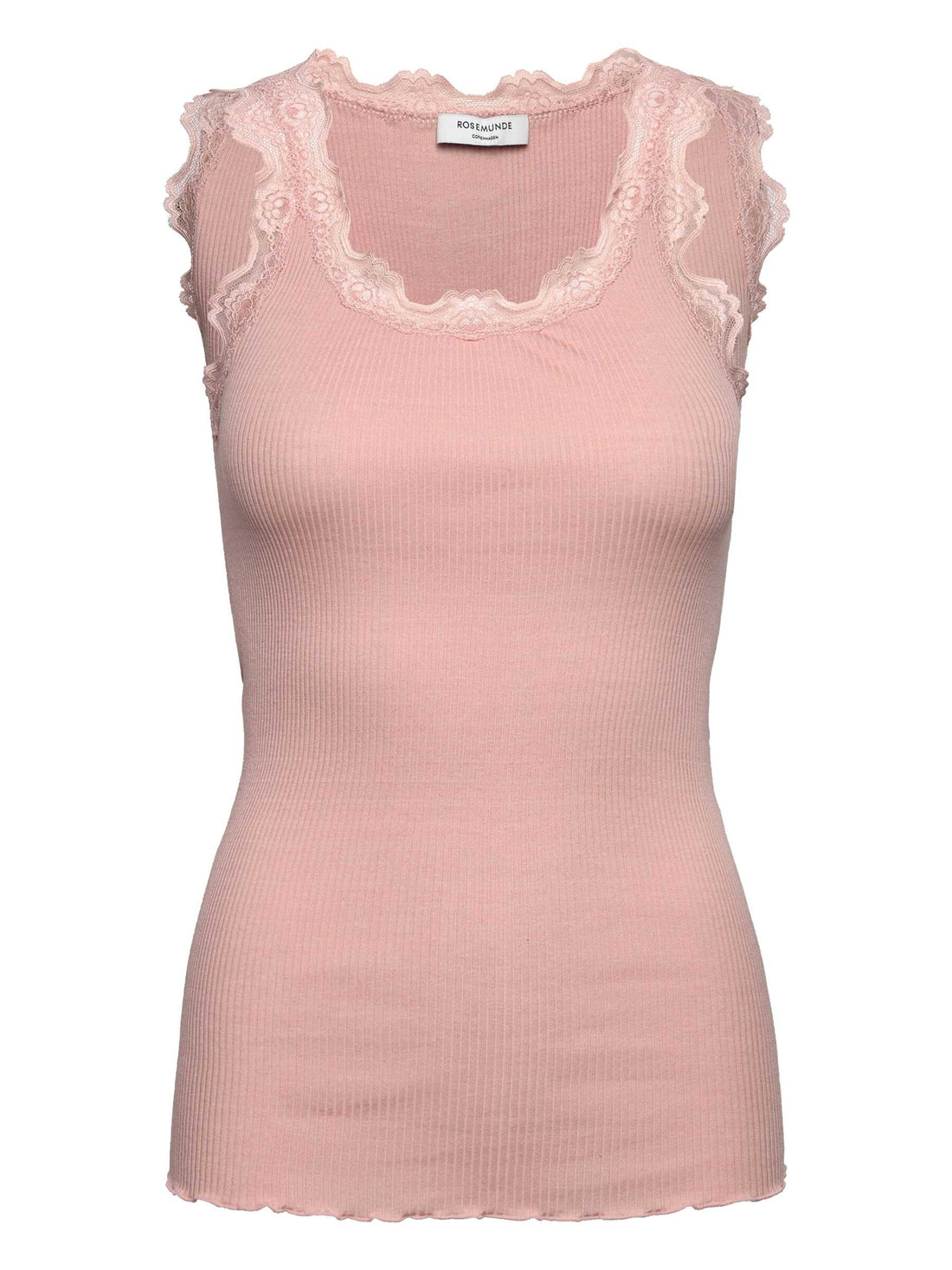Rosemunde Babette Silk SL U-neck Lace Top Rose Smoke