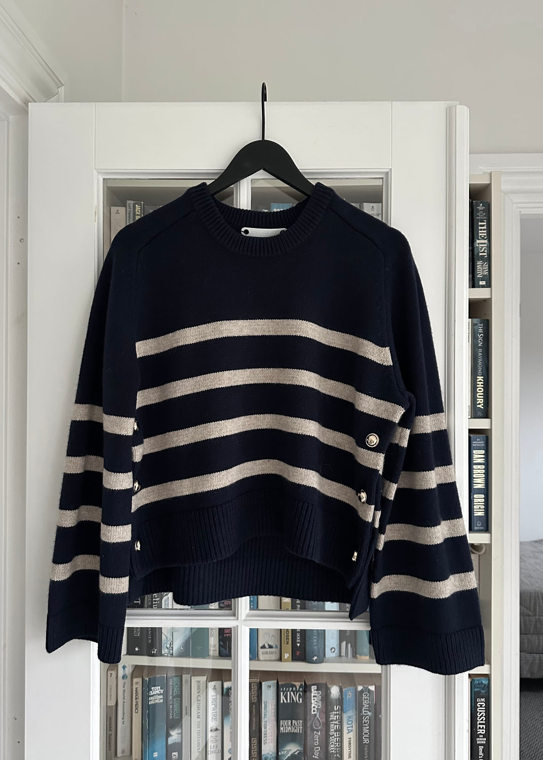 Co'Couture MajaCC O-Button Stripe Knit black