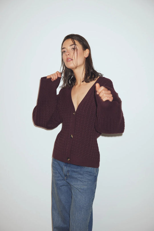 Noella N-Lenyx Knit Cardigan Winetasting