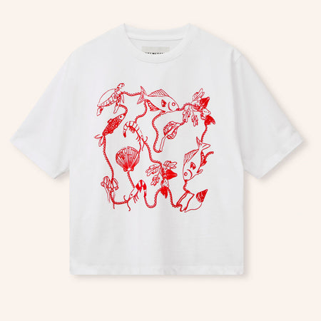 Helmstedt Noor t-shirt Red Dreamy Sea Print