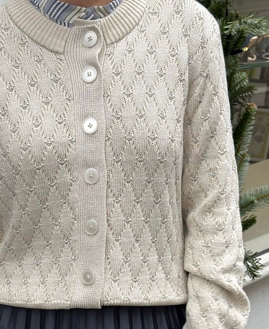 Part Two VesnaPW Cardigan Whitecap Gray with Lurex