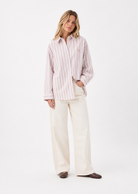 Sofie Schnoor Mercysw Oversized Shirt Light Rose Striped