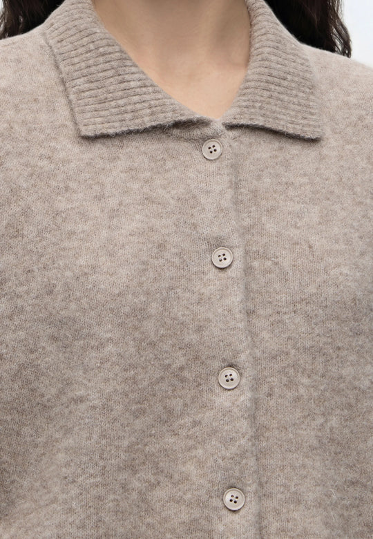 Gestuz AlphaGZ tee cardigan Warm Sand Melange