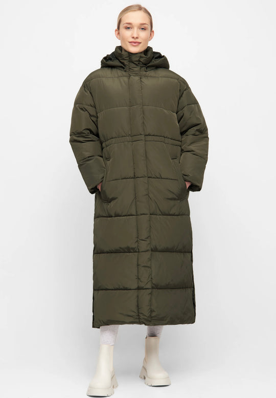 Basic Apparel Dagmar Long Coat dunkle Armee