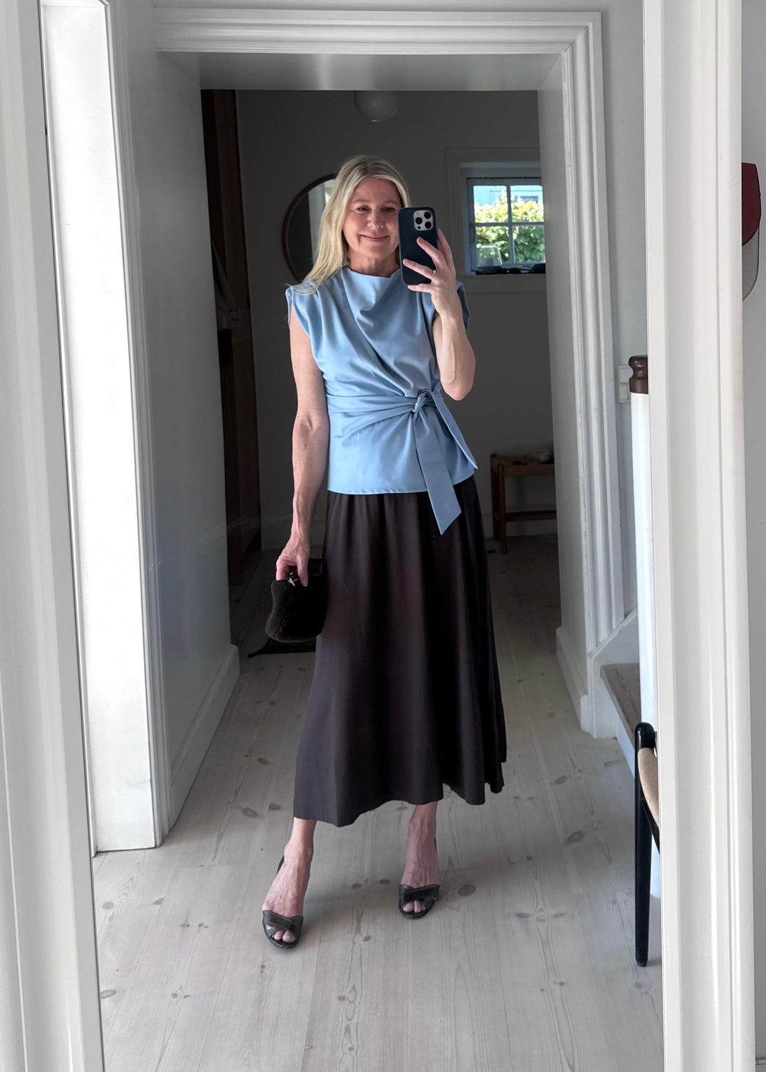 Co'Couture SianaCC Pleat Top Pale Blue