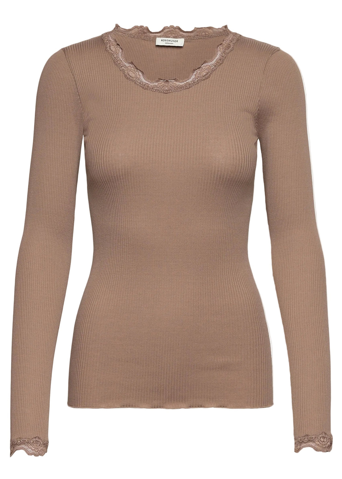 Rosemunde Babette Silk LS Lace T-shirt Mocha Meringue