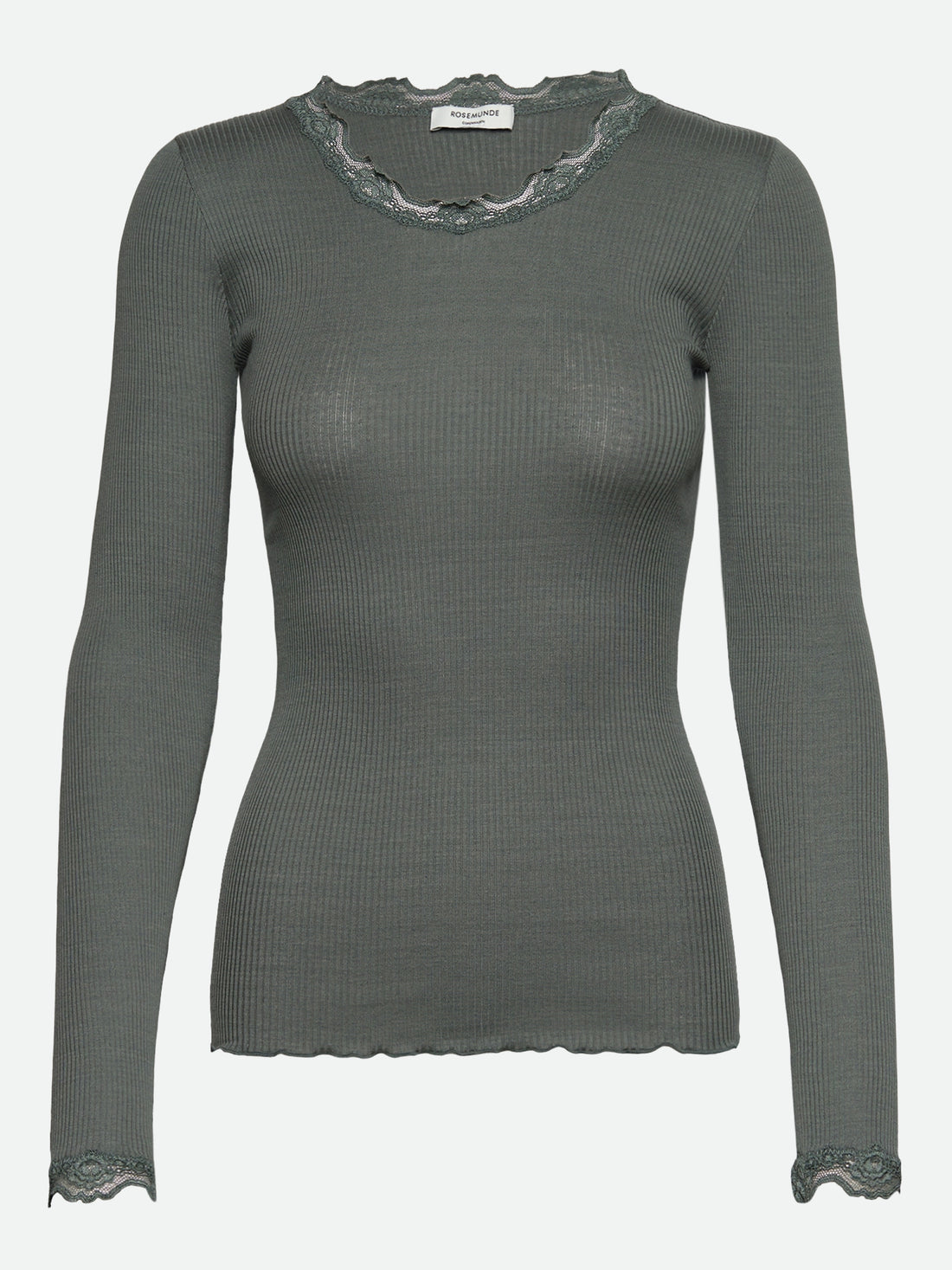 Rosemunde Babette Silk LS Lace T-shirt Balsam Green