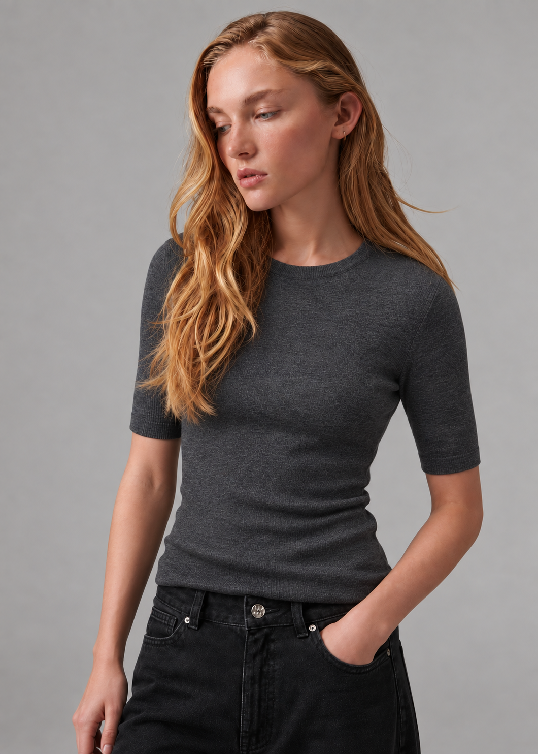 DAY Birger ét Mikkelsen Carolina Rib - Daily Elements Pullover Dark Grey Melange