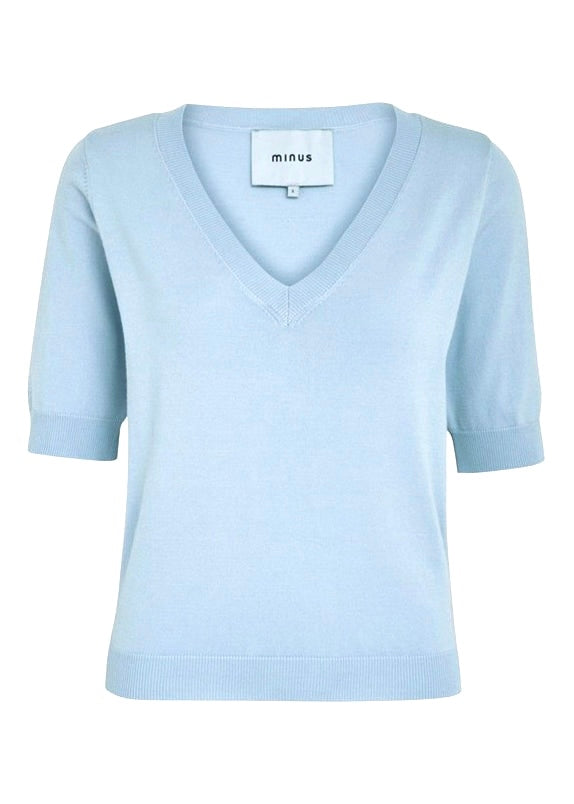 MSMilla V-Neck Knit Tee 1048 Ice Blue
