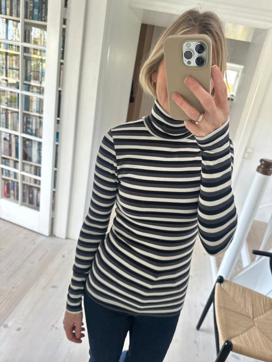 Basic Apparel Ludmilla Whisper à col haut blanc / gris foncé mel./black