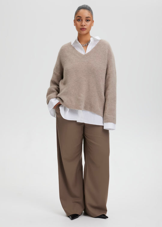 Gestuz AlphaGZ V-neck Warm Sand Melange