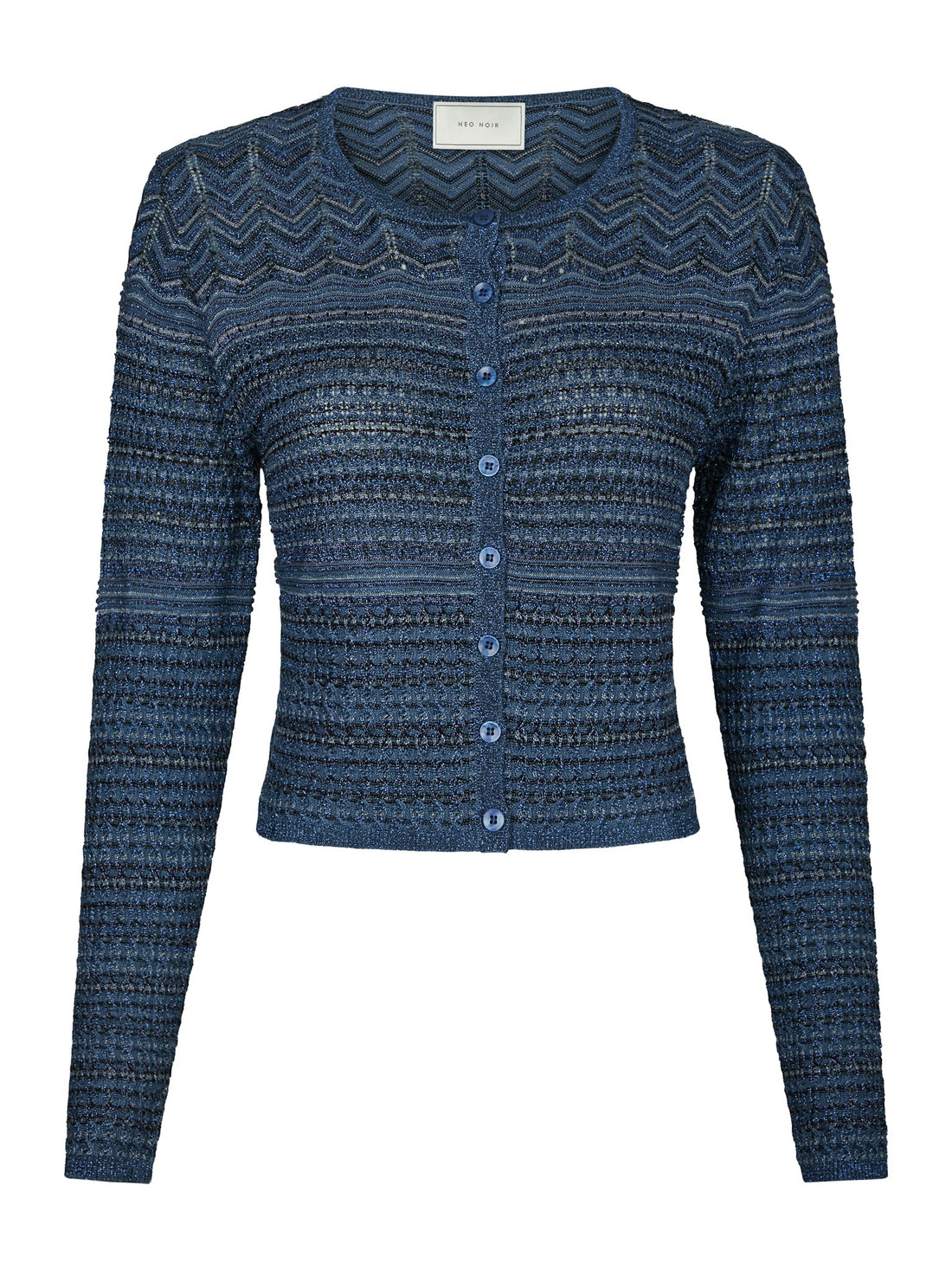 Neo Noir Gini Chevron Knit Cardigan Navy