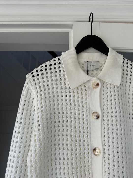 Neo Noir Laurana Crochet Cardigan Off White