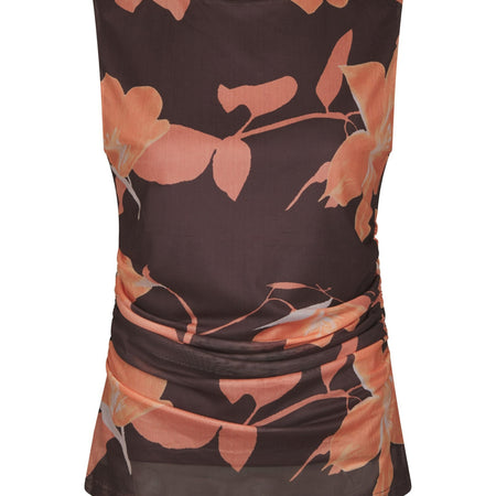Neo Noir Liblana Flower Mesh Top Brown