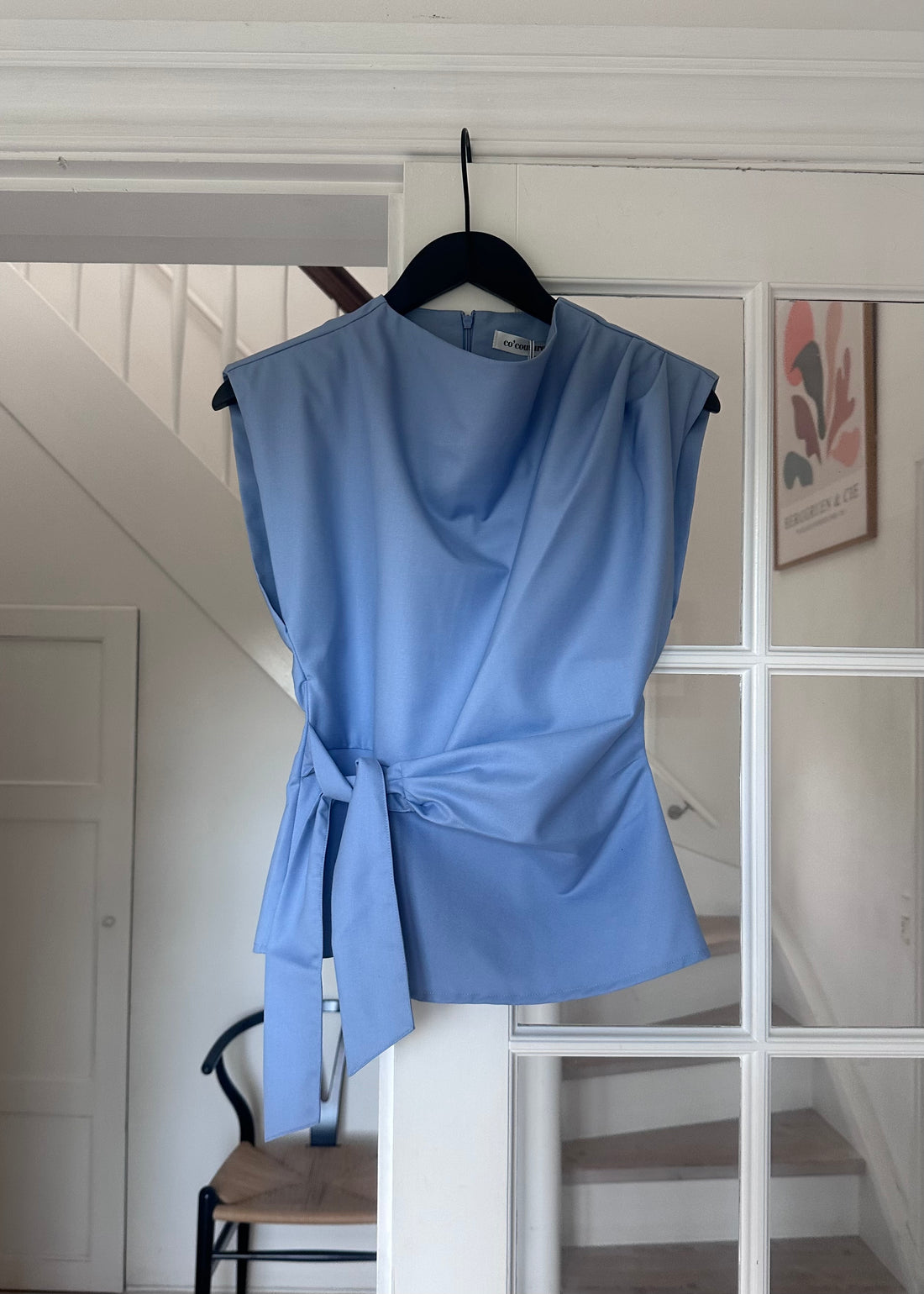 Co'Couture SianaCC Pleat Top Pale Blue