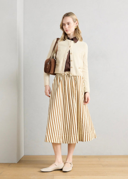 Lollys Laundry BristolLL Midi Skirt 87 Dark Mokka stripe