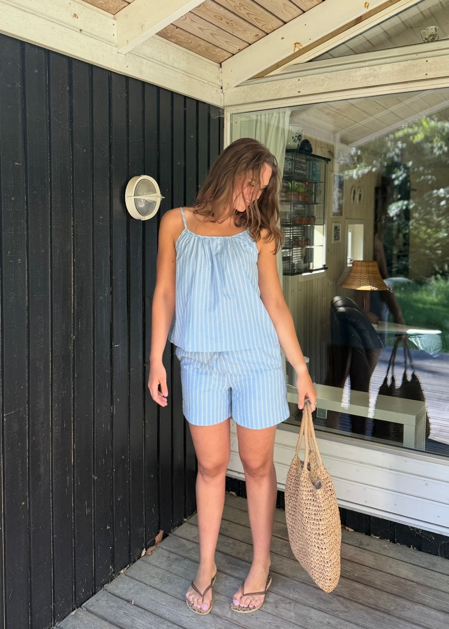 Soaked SLAnvitte Shorts Vista Blue with White stripes