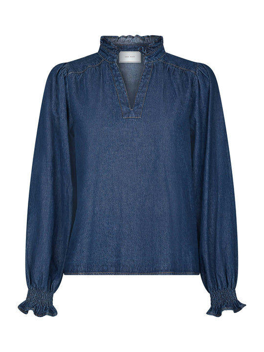 Neo Noir Emmeline Denim Blouse Dark Blue