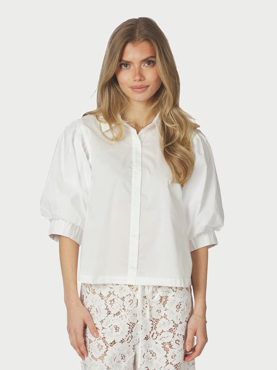 Neo Noir Etta Poplin Shirt White