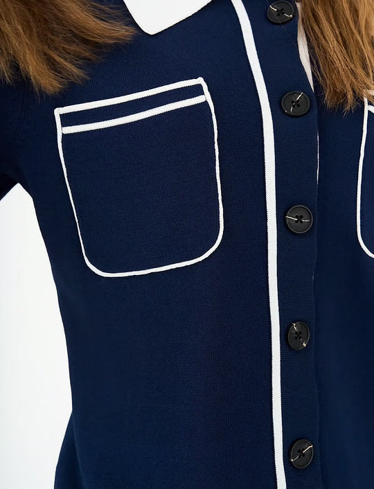 Pieszak PD-Vigga LS Contrast Polo Knit 585 Midnight Navy