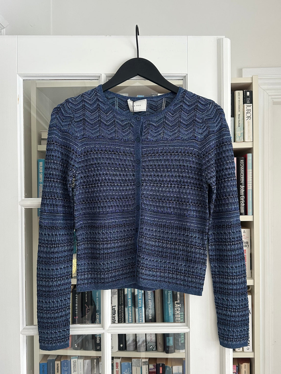 Neo Noir Gini Chevron Knit Cardigan Navy
