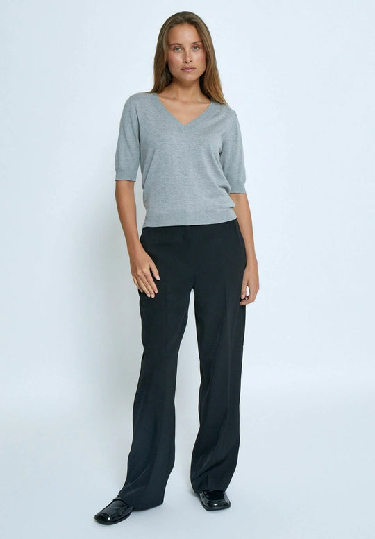 MSMilla V-Neck Knit Tee Grey Melange