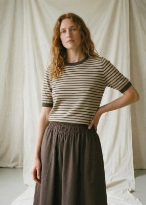 La Rouge Sailor Knit S/S Sand/brown stripe