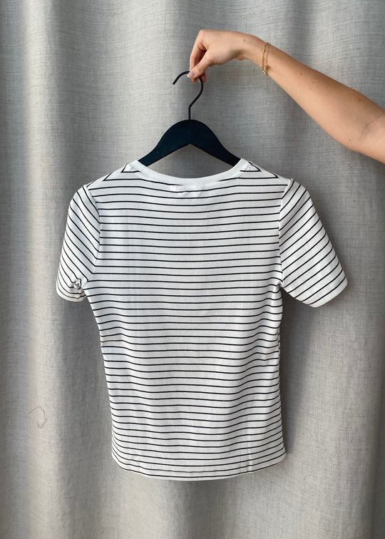 Basic Apparel Ludmilla SS O-Neck bright White/Black