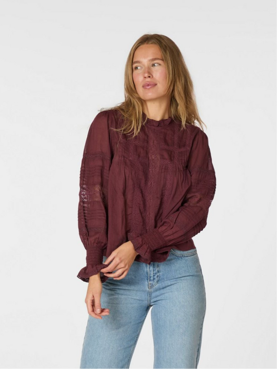 Neo Noir Ebba S voile bluse burgundy
