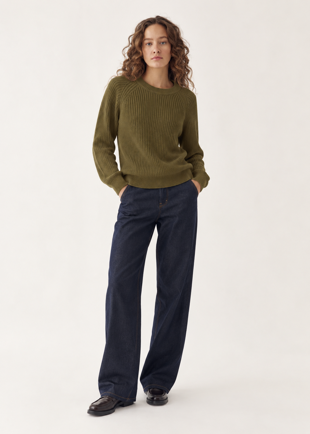 Serendipity Cotton Knit Sweater Olive