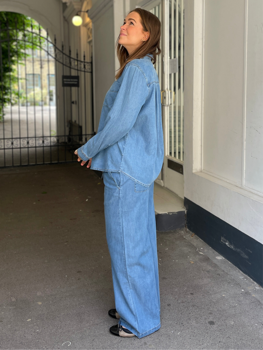 Basic Apparel Bine Wide Denimpant Light Blue