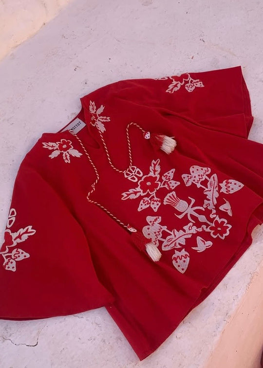Helmstedt Dottie Blouse Red Strawberry