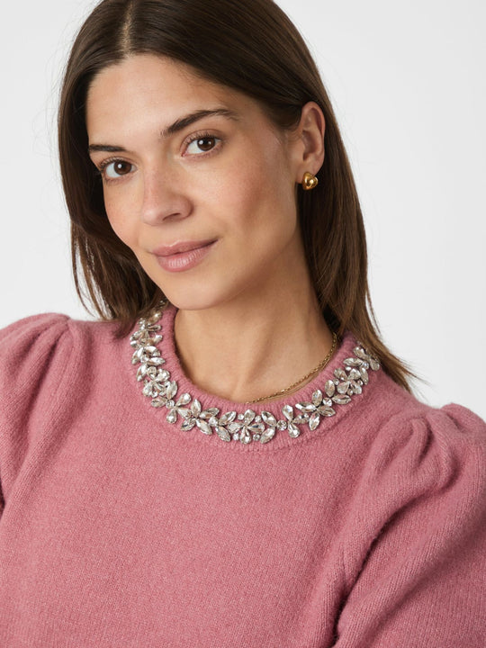 Neo Noir Maia Stone Knit blouse rose