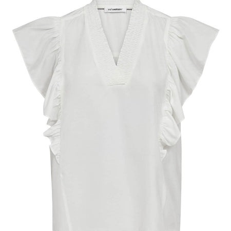 Co'Couture SunriseCC Frill SS V-Top Off White