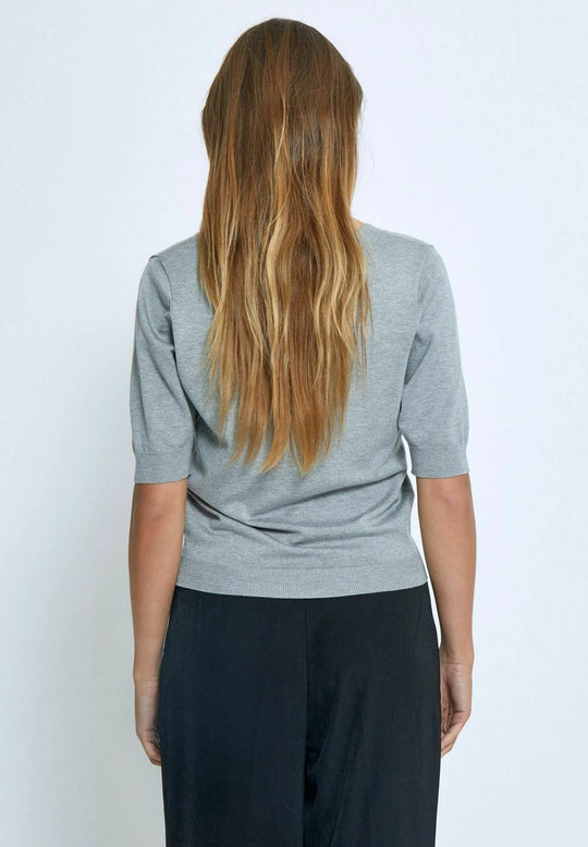 MSMilla V-Neck Knit Tee Grey Melange