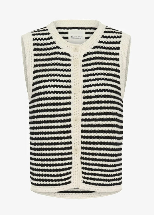 BrookiPW Waistcoat Black and White Crochet Look