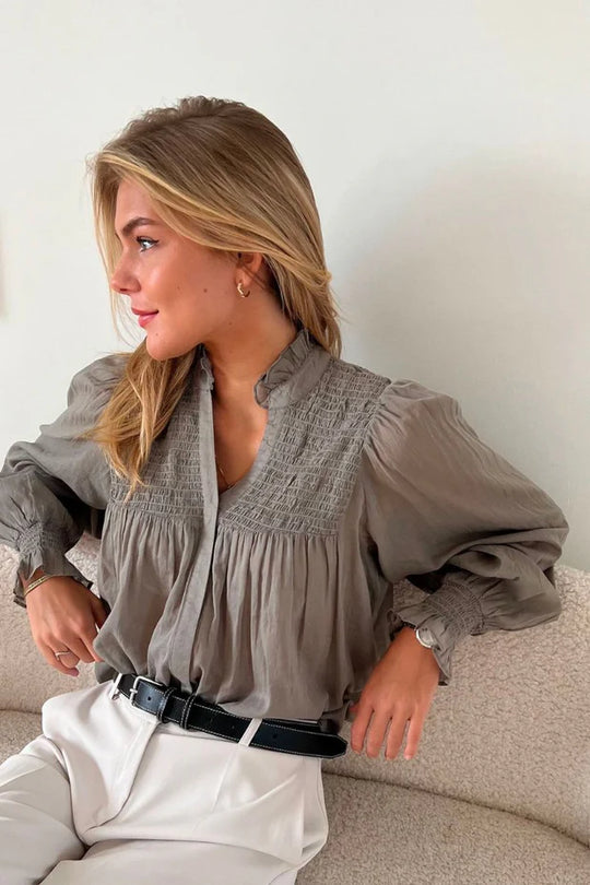 Neo Noir Jill S Voile Blouse smoke green