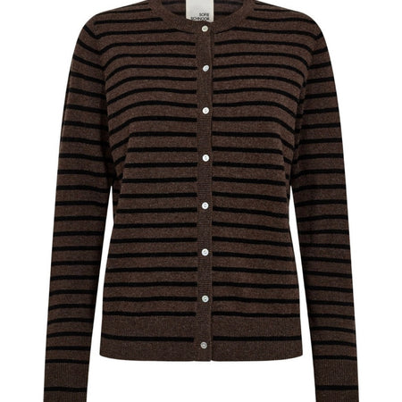 Sofie Schnoor Cisse stripe cardigan dark brown black stripe