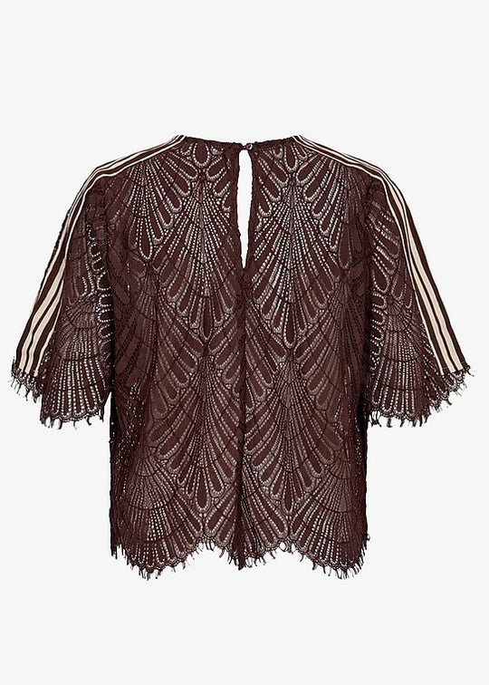 Co’Couture Leticc Lace Blouse Dark Brown