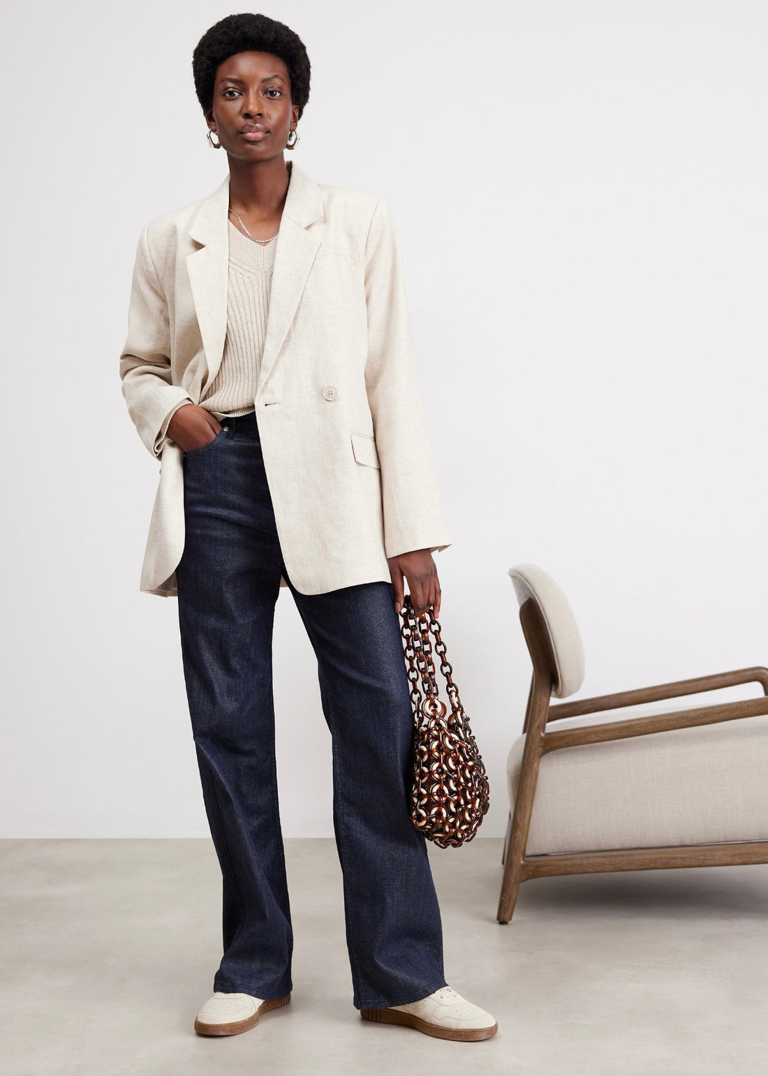 Gestuz LizaGZ Linen Blazer Tammy light sand