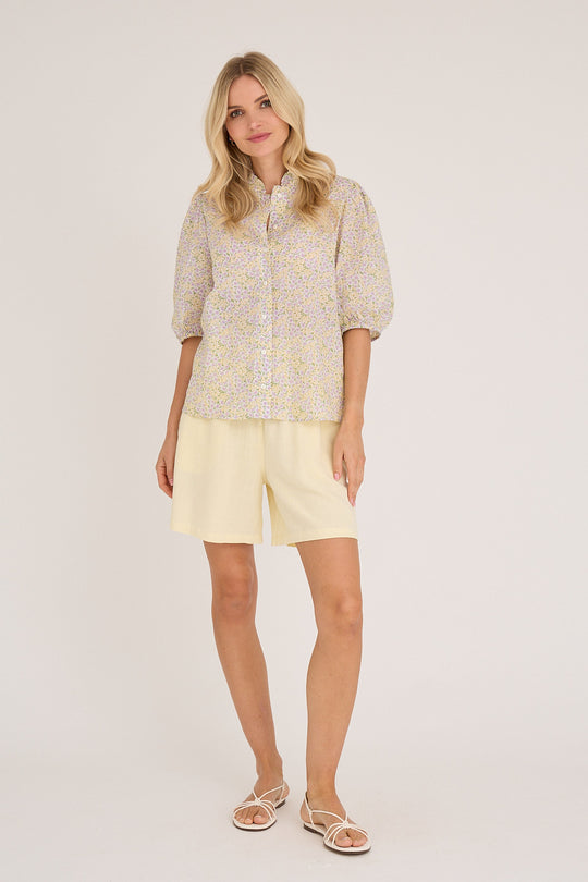 A-view Tiffany short sleeve shirt  Lilac/Yellow