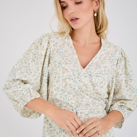 A-view Rebekka print blouse Pale Mint/Off White